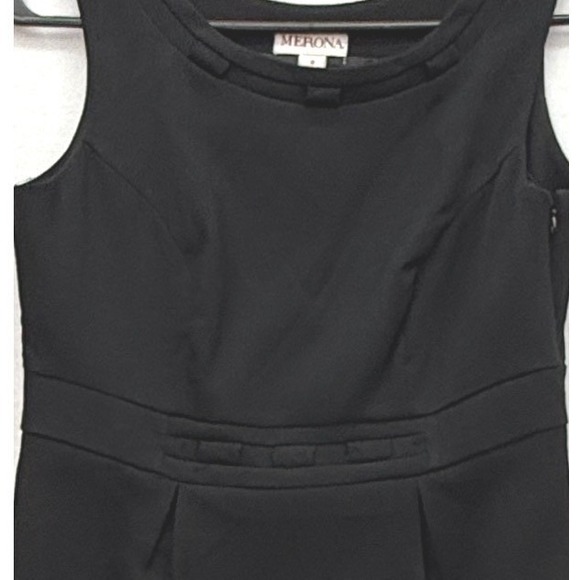 Merona Sheath Dress Women 2 Black Sleeveless Piqué Textured Career LBD Office - Picture 12 of 12